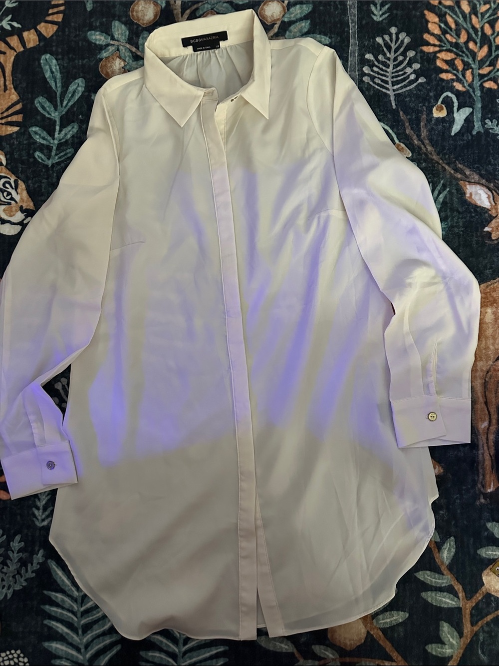BCBGMaxAzria Ivory Button-Front Dress Shirt